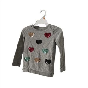 Carter’s Kid Sweatshirt with sequin multi-colored hearts - Size 4/5